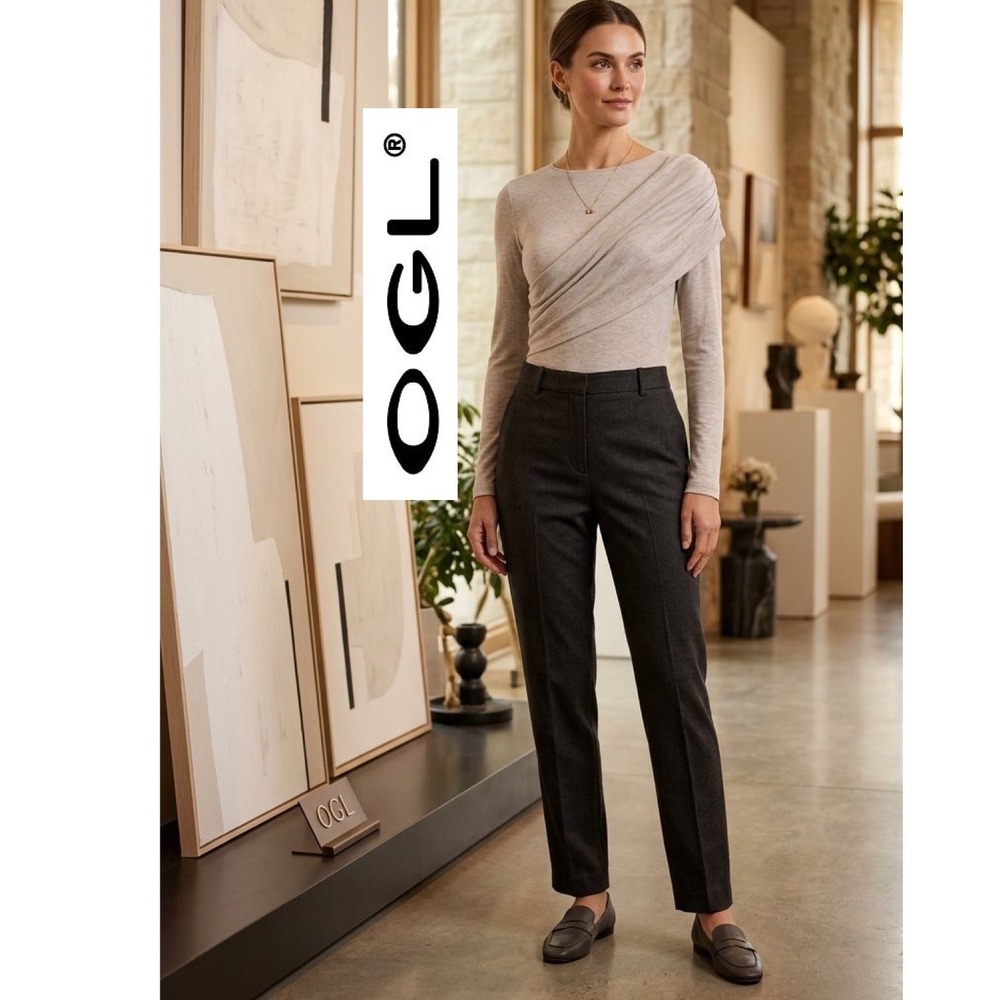 OGL Move Draped Asymmetrical Wrap Long Sleeve Top with Built-in Bra Tan Medium